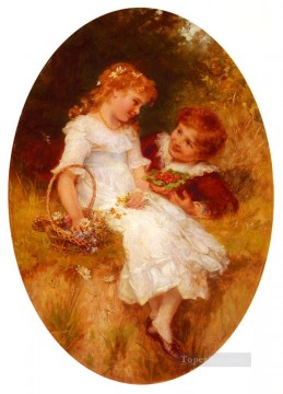 Frederick Morgan Painting - Childhood Sweethearts rural family Frederick E Morgan